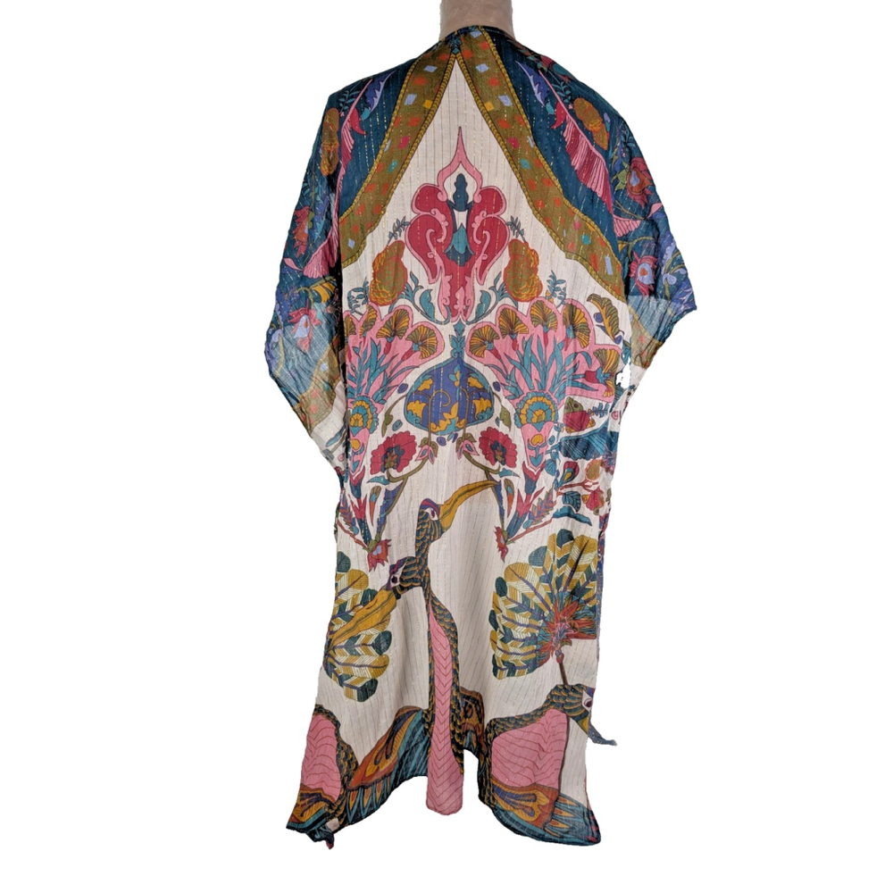 Aratta Silent Journey Anthropologie Kimono Fields of Happiness Birds Colorful - Picture 3 of 11